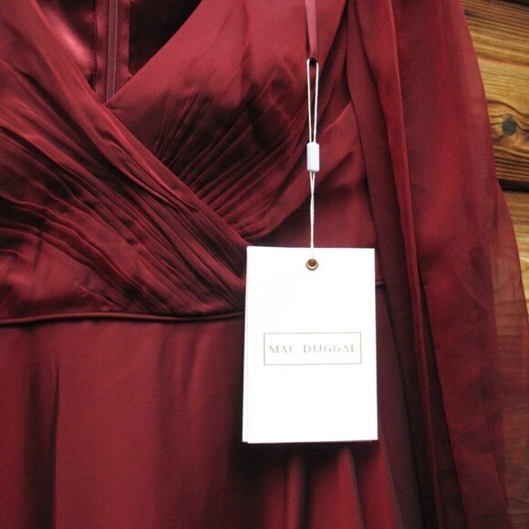 MAC DUGGAL 67873 Womens Sheer Blouson Sleeve Surplice Gown - Picture 12 of 12